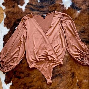 Express Women’s Surplice Brown Bodysuit